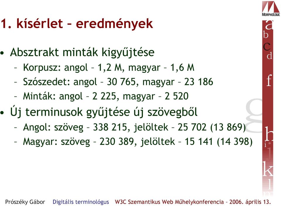 magyar 2 520 Új terminusok gyűjtése új szövegből Angol: szöveg 338 215,