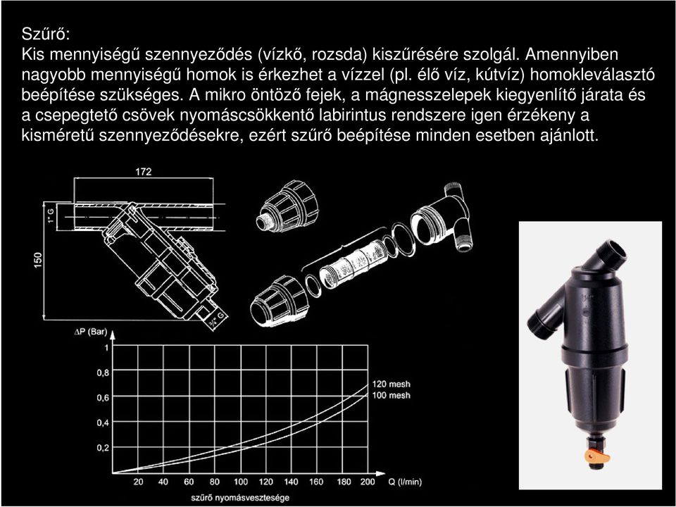 élő víz, kútvíz) homokleválasztó beépítése szükséges.