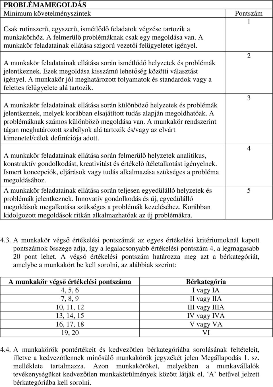 Ezek megoldása kisszámú lehetőség közötti választást igényel. A munkakör jól meghatározott folyamatok és standardok vagy a felettes felügyelete alá tartozik.