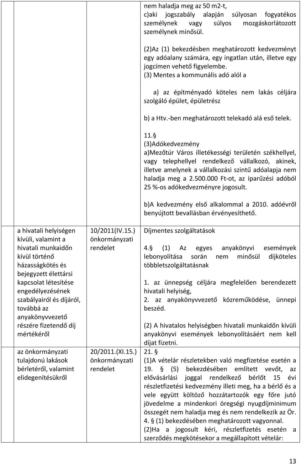 ) 20/2011.(XI.15.) nem haladja meg az 50 m2-t, c)aki jogszabály alapján súlyosan fogyatékos személynek vagy súlyos mozgáskorlátozott személynek minősül.