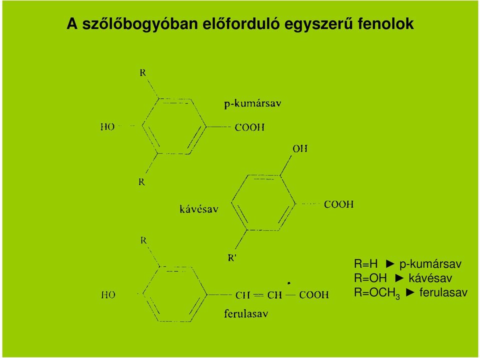 fenolok R=H p-kumársav