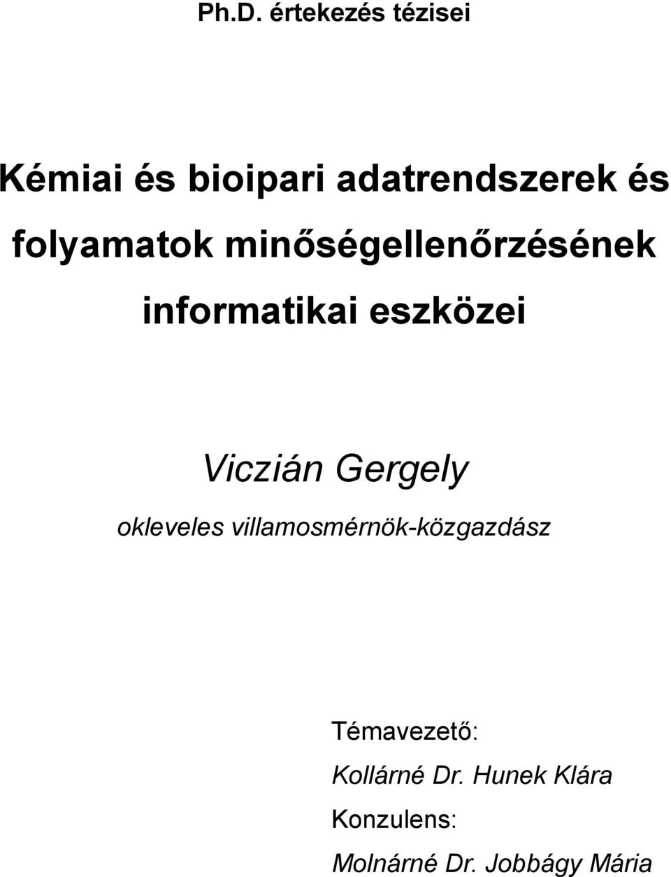 Viczián Gergely okleveles villamosmérnök-közgazdász