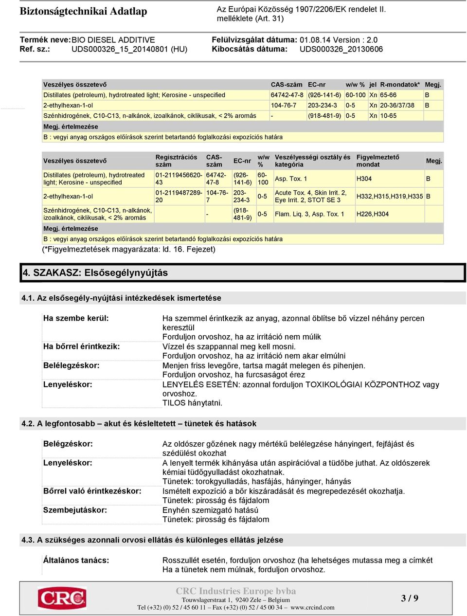 n-alkánok, izoalkánok, ciklikusak, < 2% aromás - (918-481-9) 0-5 Xn 10-65 Megj.