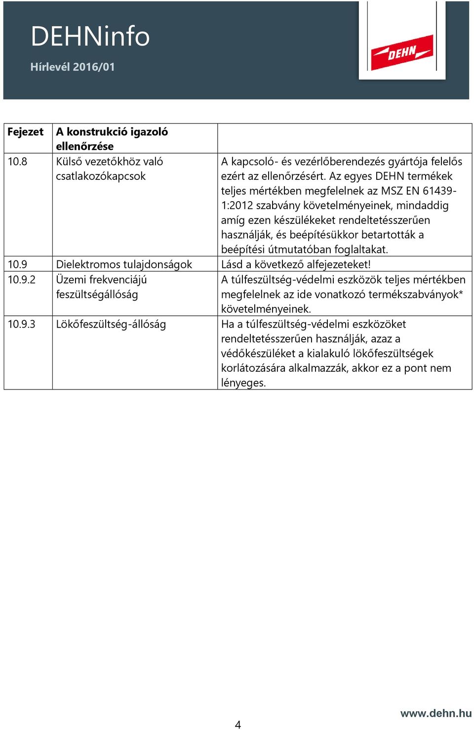 betartották a beépítési útmutatóban foglaltakat. 10.9 