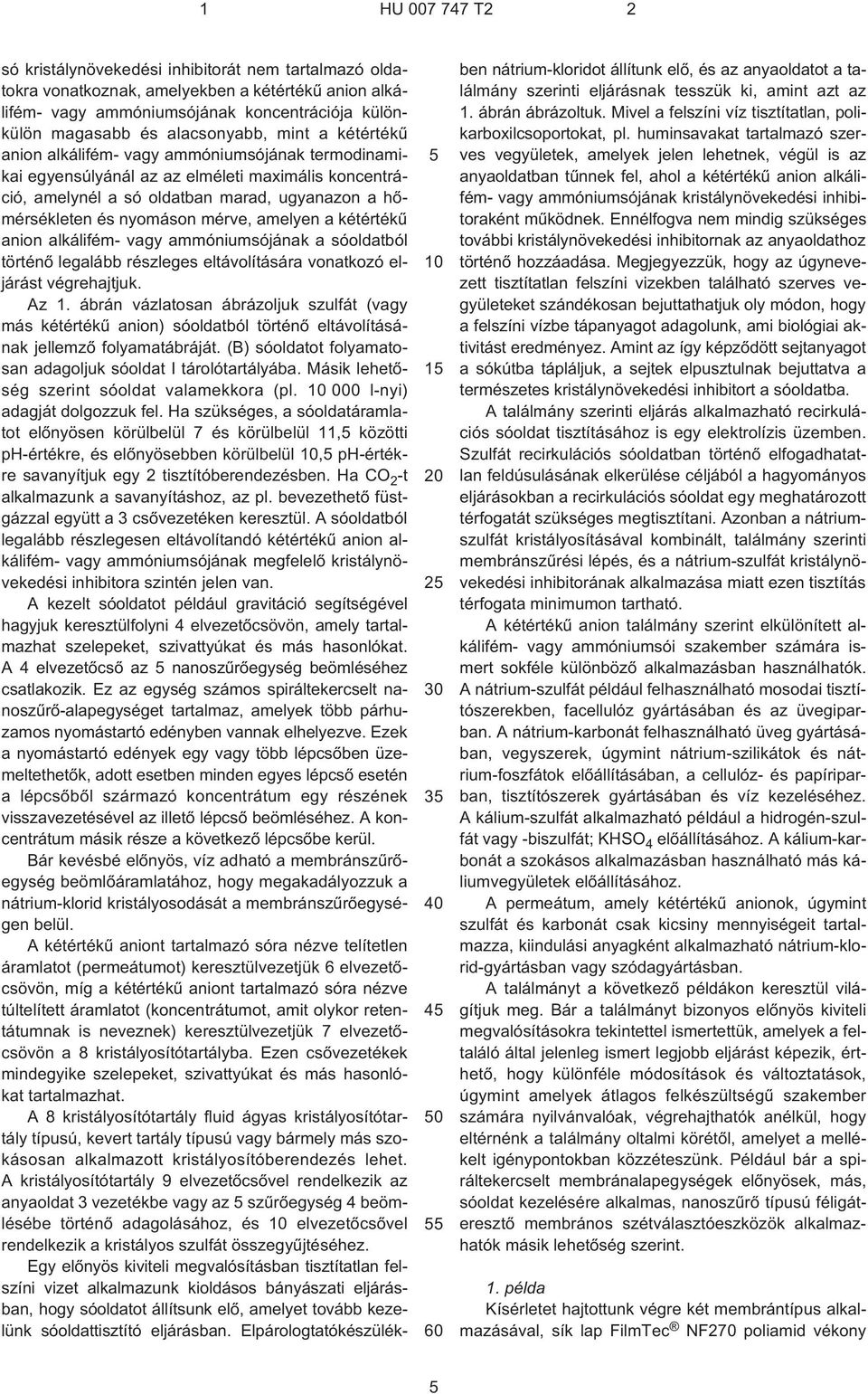 amelyen a kétértékû anion alkálifém- vagy ammóniumsójának a sóoldatból történõ legalább részleges eltávolítására vonatkozó eljárást végrehajtjuk. Az 1.