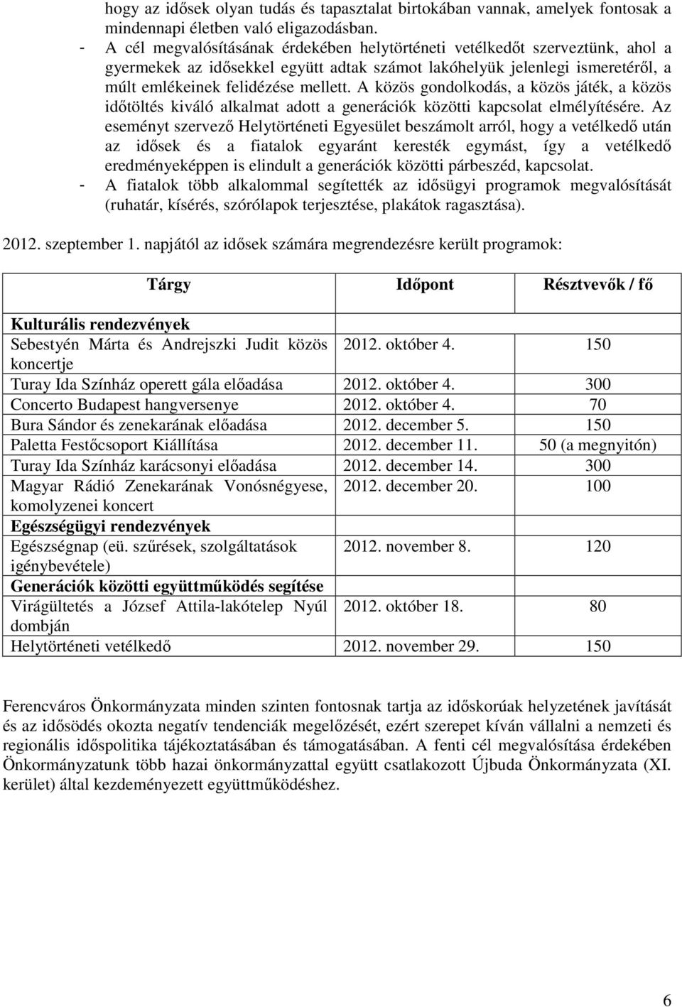 A közös gondolkodás, a közös játék, a közös időtöltés kiváló alkalmat adott a generációk közötti kapcsolat elmélyítésére.