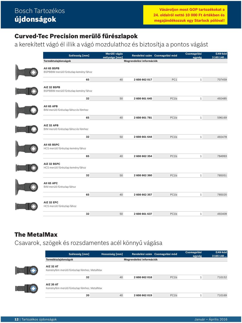 információk Csomagolási mód Csomagolási egység EAN-kód 3 165 140 AII 65 BSPB BSPBBIM merülő fűrészlap kemény fához 65 40 2 608 662 017 PC1 1 707459 AIZ 32 BSPB BSPBBIM merülő fűrészlap kemény fához