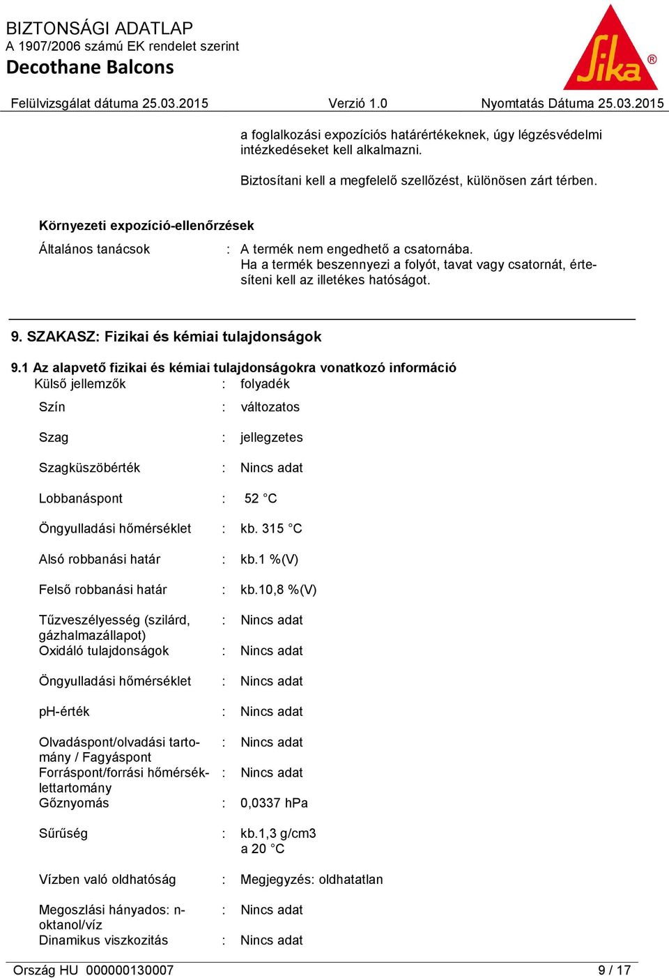 SZAKASZ: Fizikai és kémiai tulajdonságok 9.