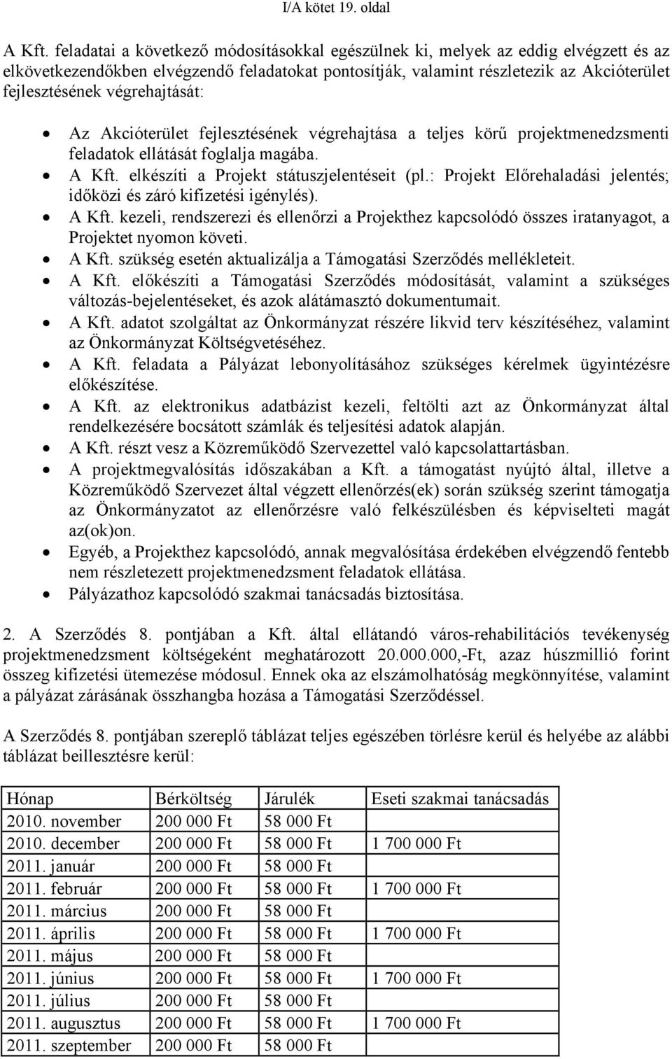 végrehajtását: Az Akcióterület fejlesztésének végrehajtása a teljes körű projektmenedzsmenti feladatok ellátását foglalja magába. A Kft. elkészíti a Projekt státuszjelentéseit (pl.