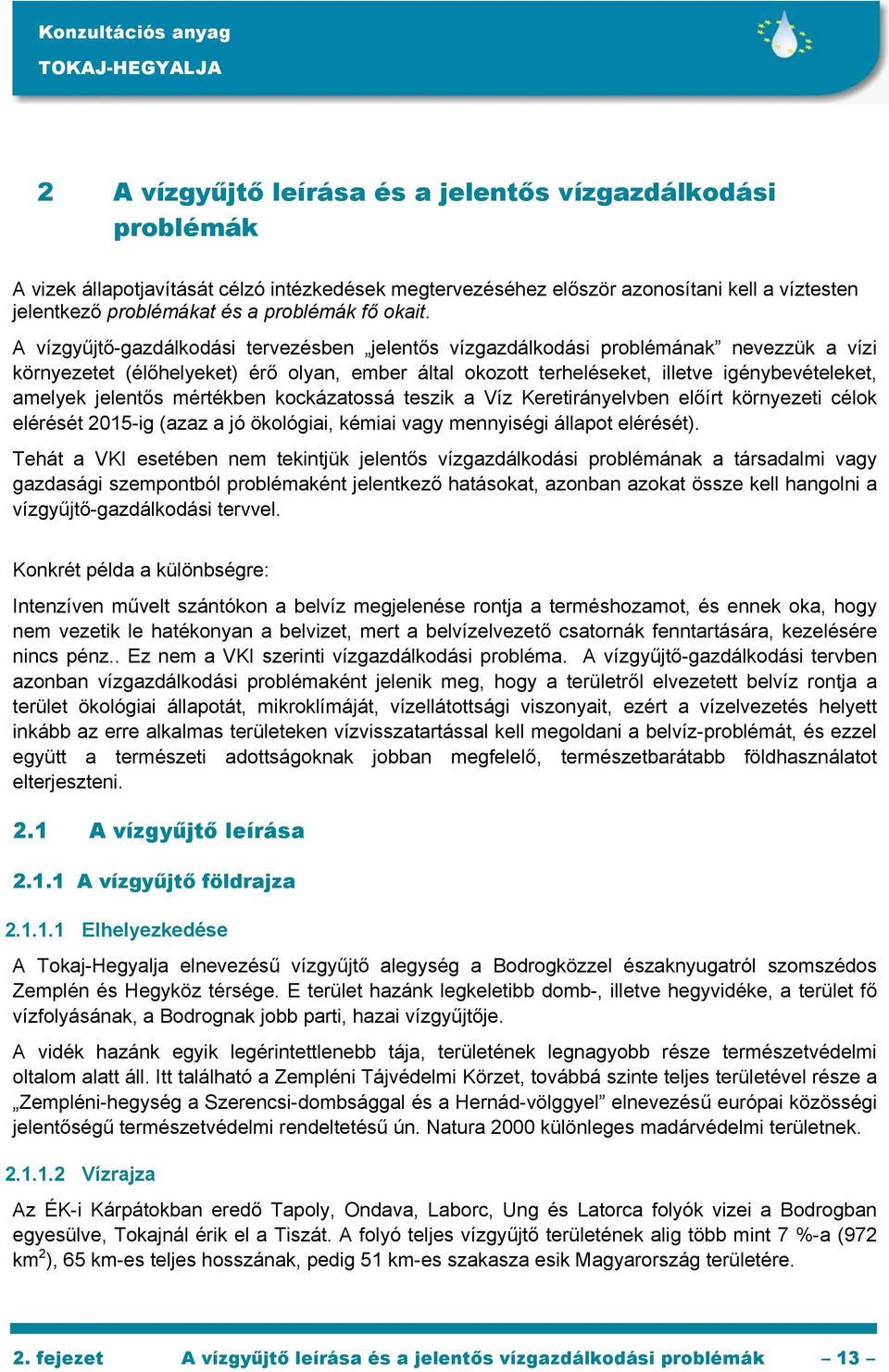 A vízgyűjtő-gazdálkodási tervezésben jelentős vízgazdálkodási problémának nevezzük a vízi környezetet (élőhelyeket) érő olyan, ember által okozott terheléseket, illetve igénybevételeket, amelyek