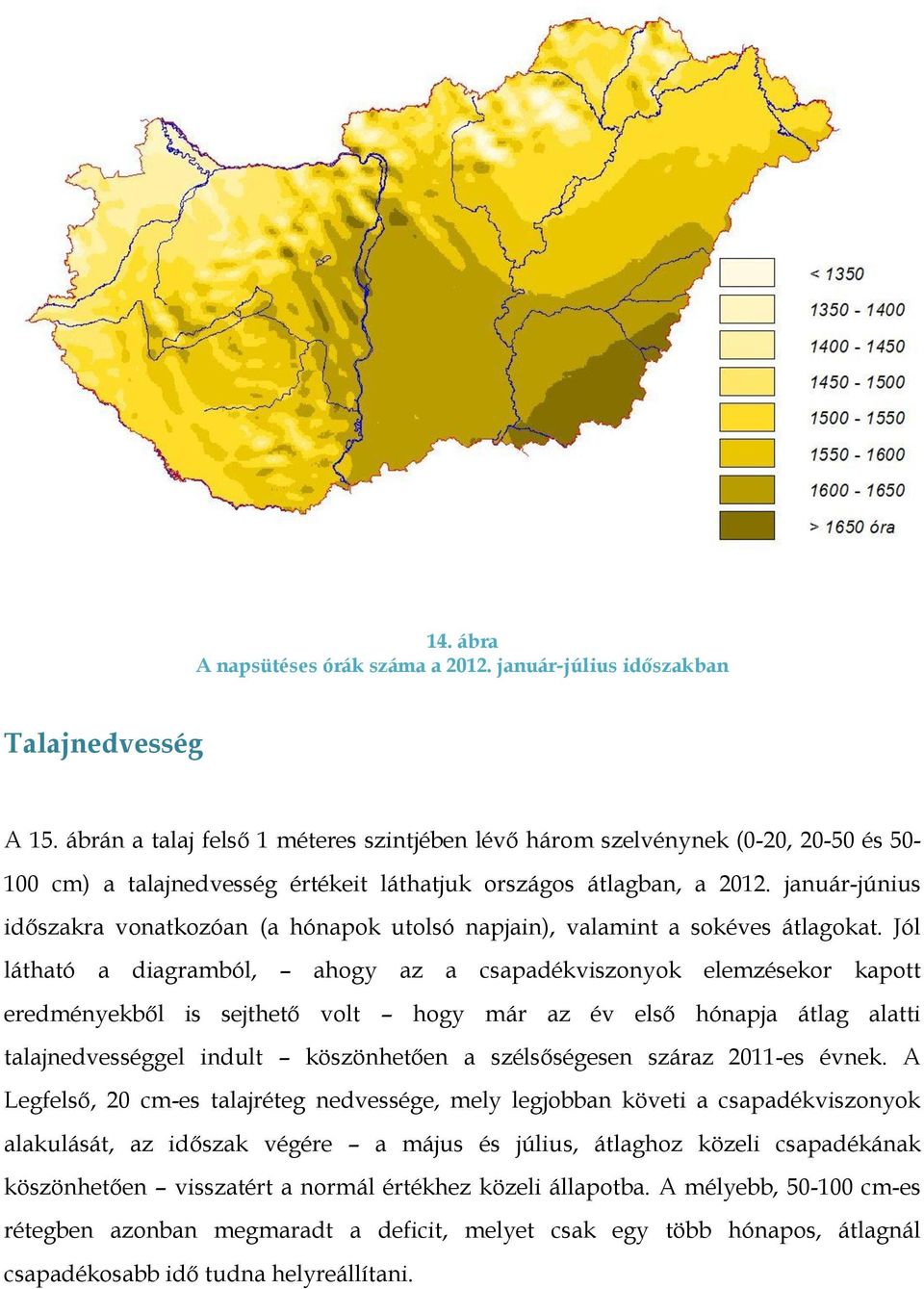 január-június időszakra vonatkozóan (a hónapok utolsó napjain), valamint a sokéves átlagokat.