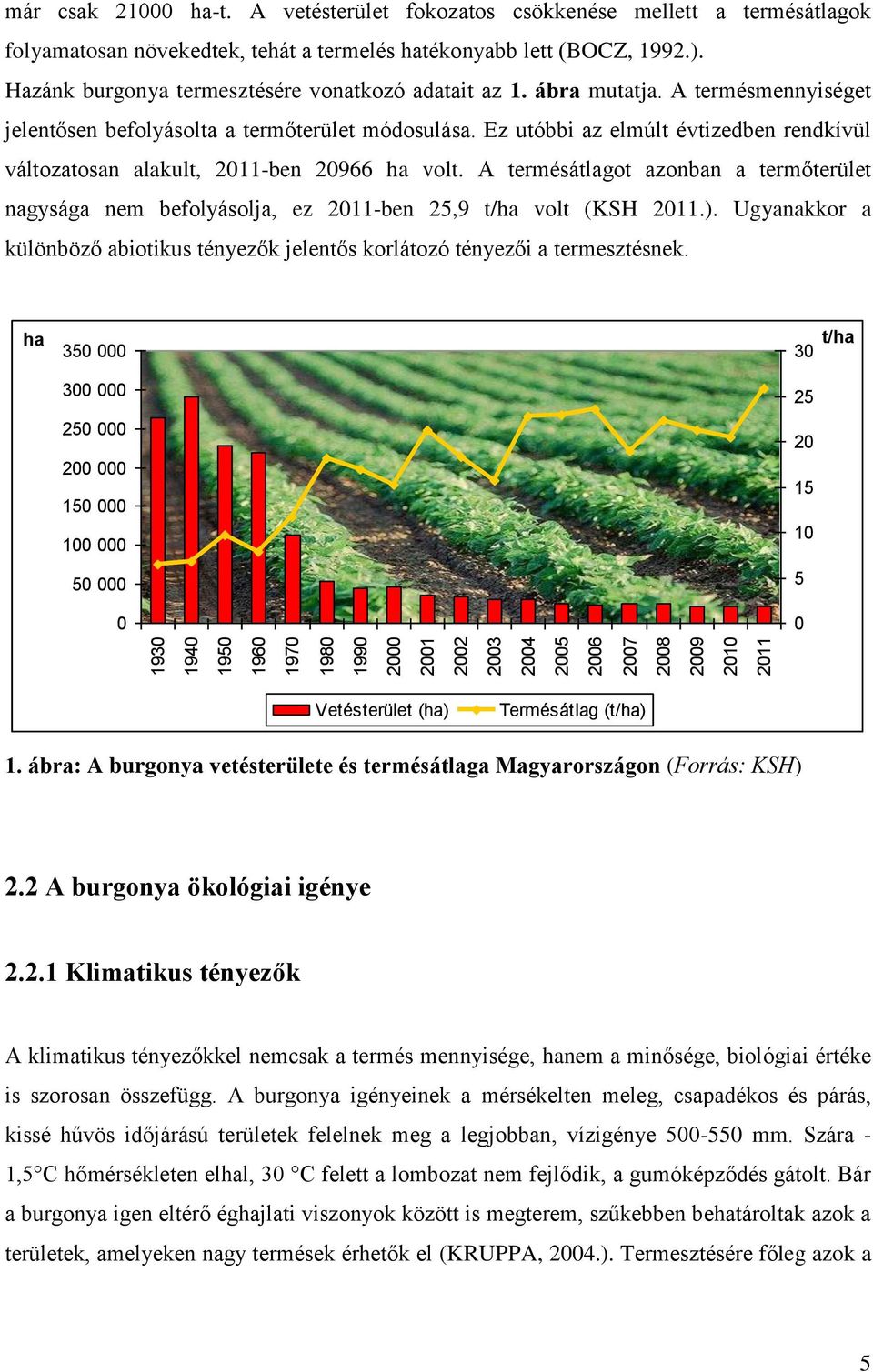 ábra mutatja. A termésmennyiséget jelentősen befolyásolta a termőterület módosulása. Ez utóbbi az elmúlt évtizedben rendkívül változatosan alakult, 2011-ben 20966 ha volt.