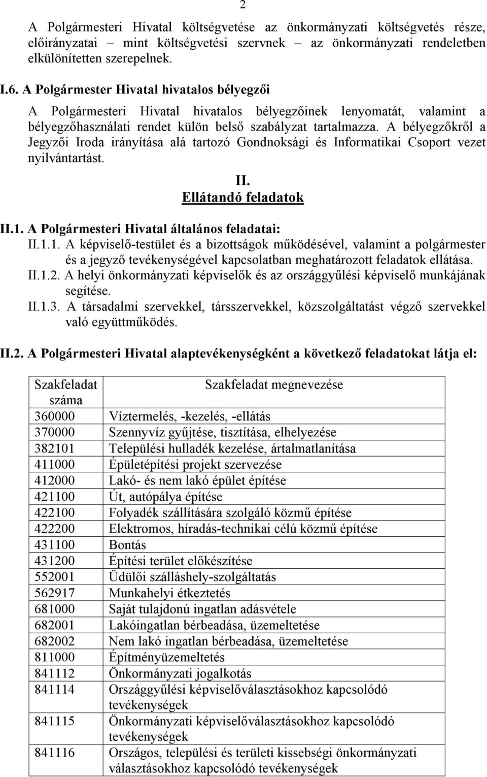 A bélyegzőkről a Jegyzői Iroda irányítása alá tartozó Gondnoksági és Informatikai Csoport vezet nyilvántartást. II. Ellátandó feladatok II.1.