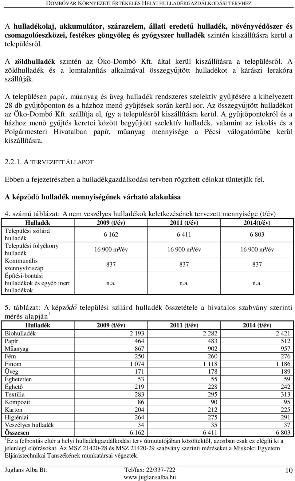 A településen papír, műanyag és üveg hulladék rendszeres szelektív gyűjtésére a kihelyezett 28 db gyűjtőponton és a házhoz menő gyűjtések során kerül sor. Az összegyűjtött hulladékot az Öko-Dombó Kft.