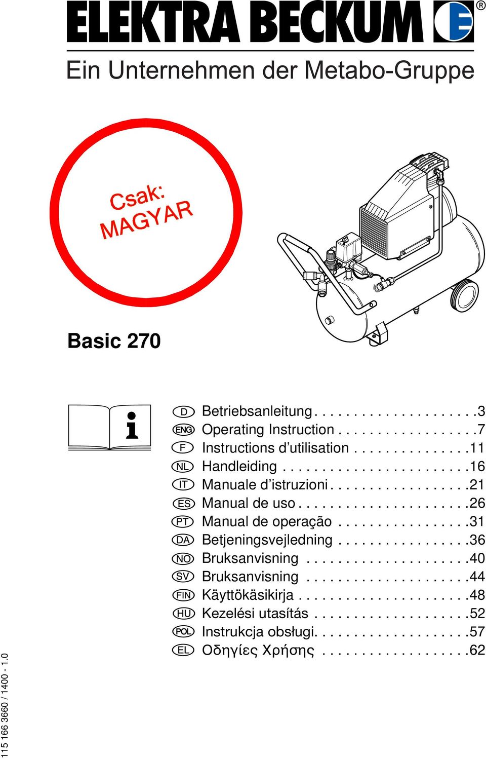 ................31 Betjeningsvejledning.................36 Bruksanvisning.....................40 Bruksanvisning.....................44 Käyttökäsikirja.