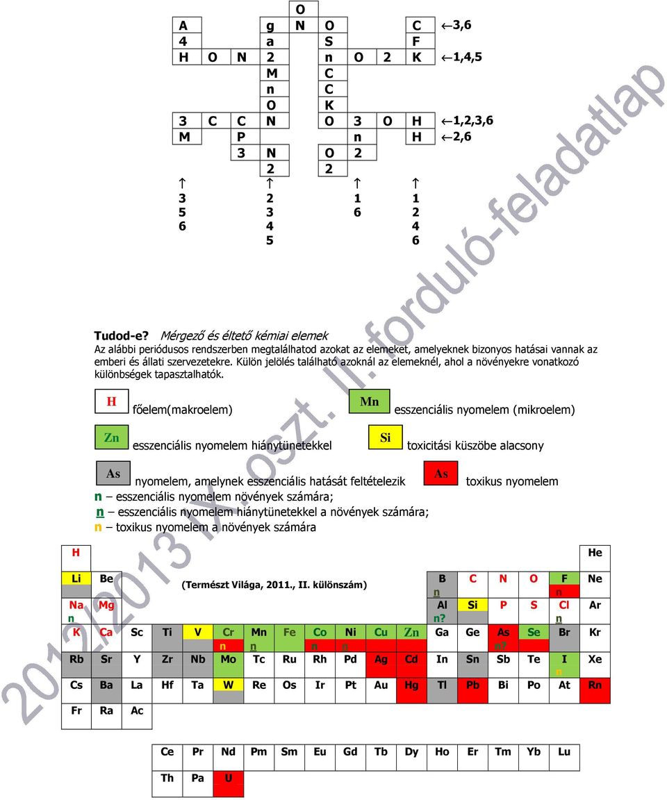 Külön jelölés található azoknál az elemeknél, ahol a növényekre vonatkozó különbségek tapasztalhatók.