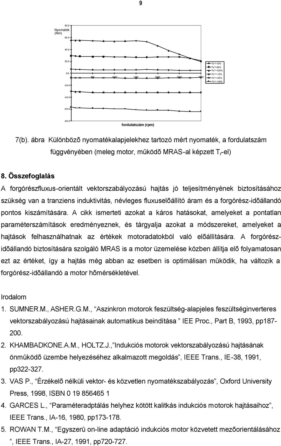 Összefoglalás A forgórészfluxus-orientált vektorszabályozású hajtás jó teljesítményének biztosításához szükség van a tranziens induktivitás, névleges fluxuselõállító áram és a forgórész-idõállandó