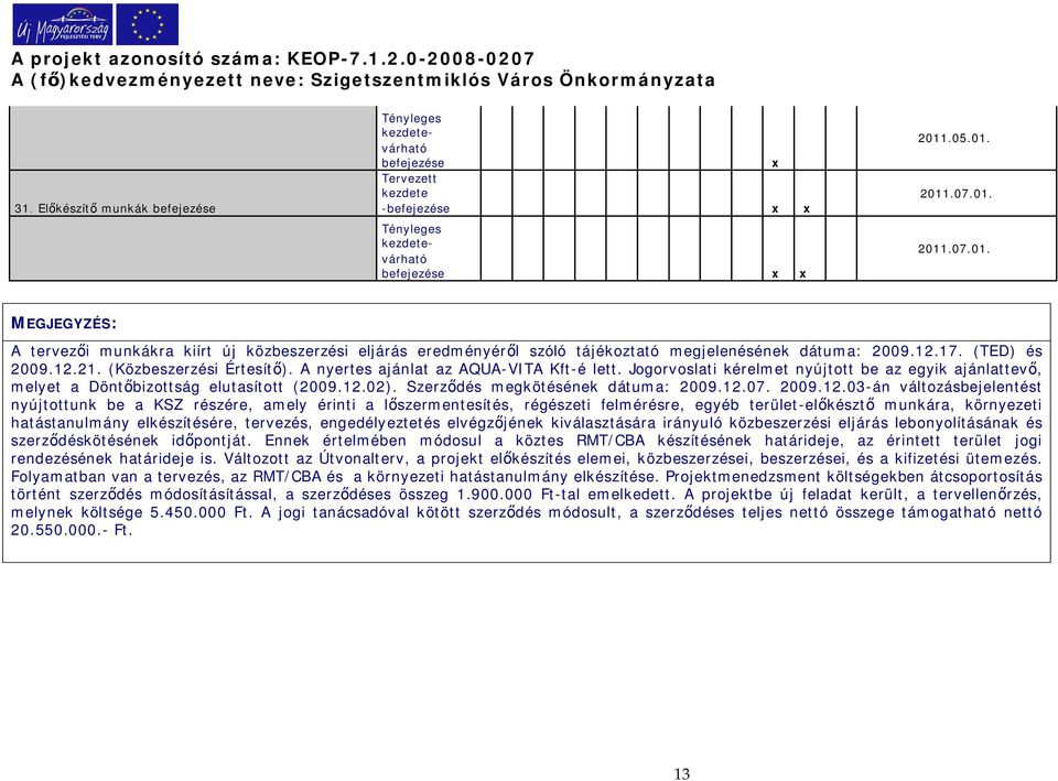 Szerzdés megkötésének dátuma: 2009.12.
