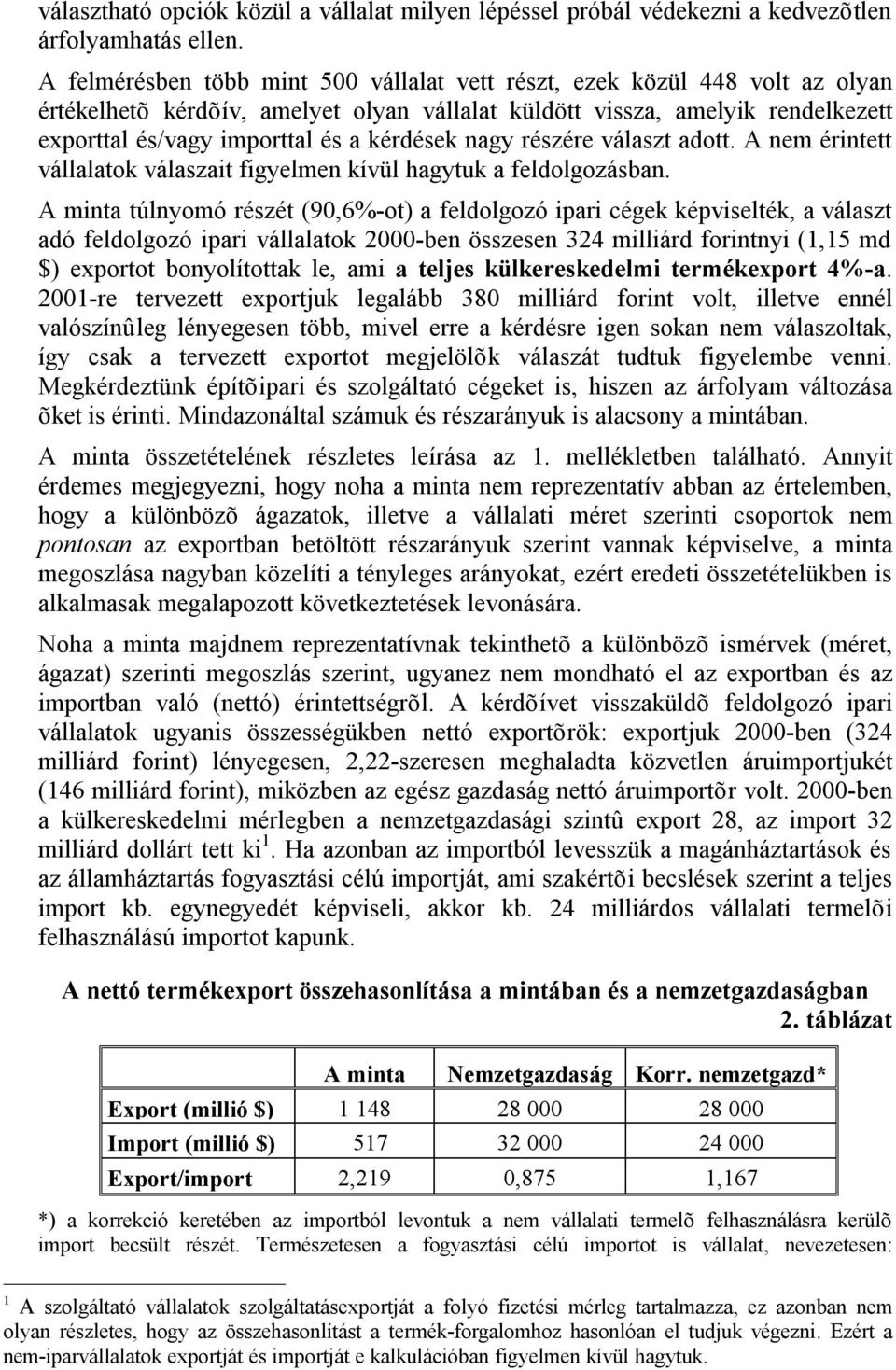 kérdések nagy részére választ adott. A nem érintett vállalatok válaszait figyelmen kívül hagytuk a feldolgozásban.