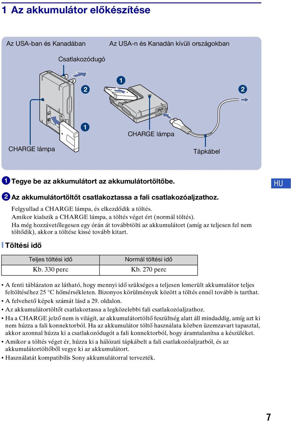 Ha még hozzávetőlegesen egy órán át továbbtölti az akkumulátort (amíg az teljesen fel nem töltődik), akkor a töltése kissé tovább kitart. HU [ Töltési idő Teljes töltési idő Kb.