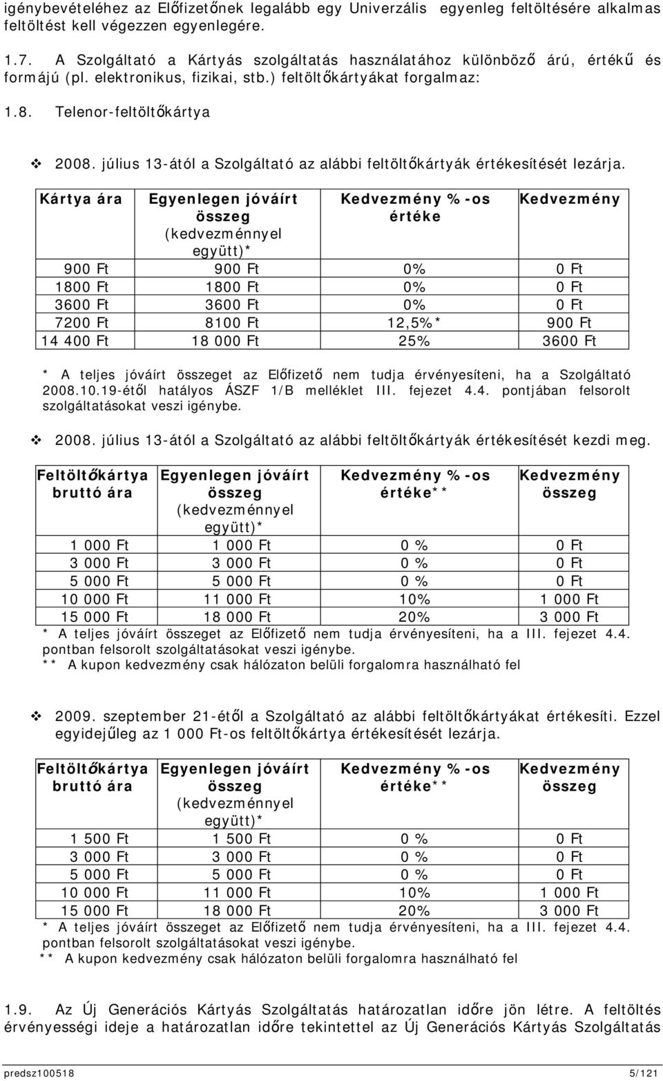 július 13-ától a Szolgáltató az alábbi feltöltkártyák értékesítését lezárja.