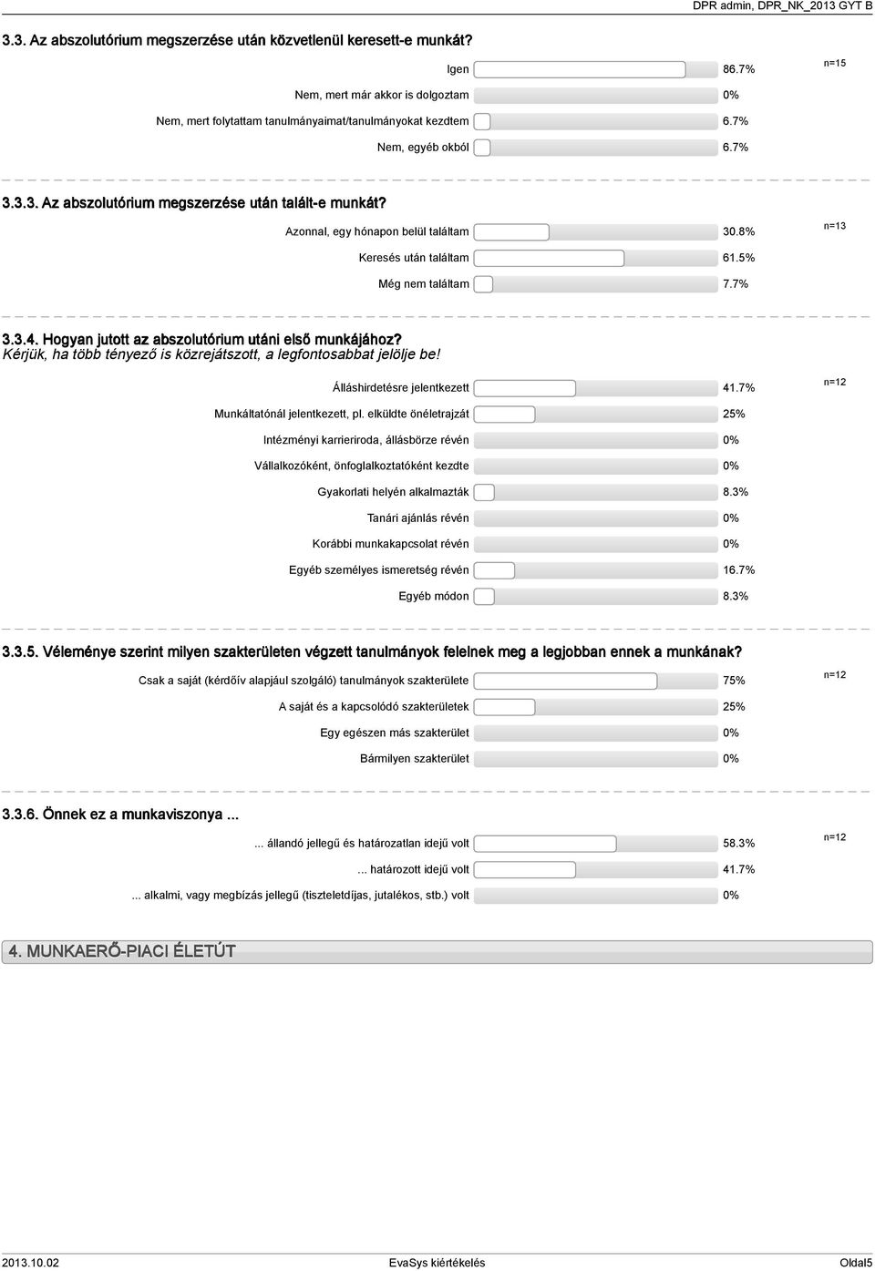 Kérjük, ha több tényező is közrejátszott, a legfontosabbat jelölje be! Álláshirdetésre jelentkezett.7% n= Munkáltatónál jelentkezett, pl.