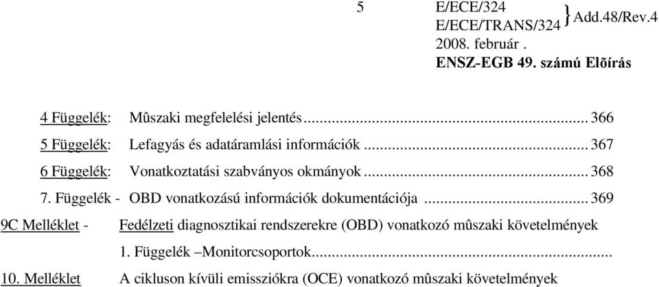 Függelék - OBD vonatkozású információk dokumentációja.