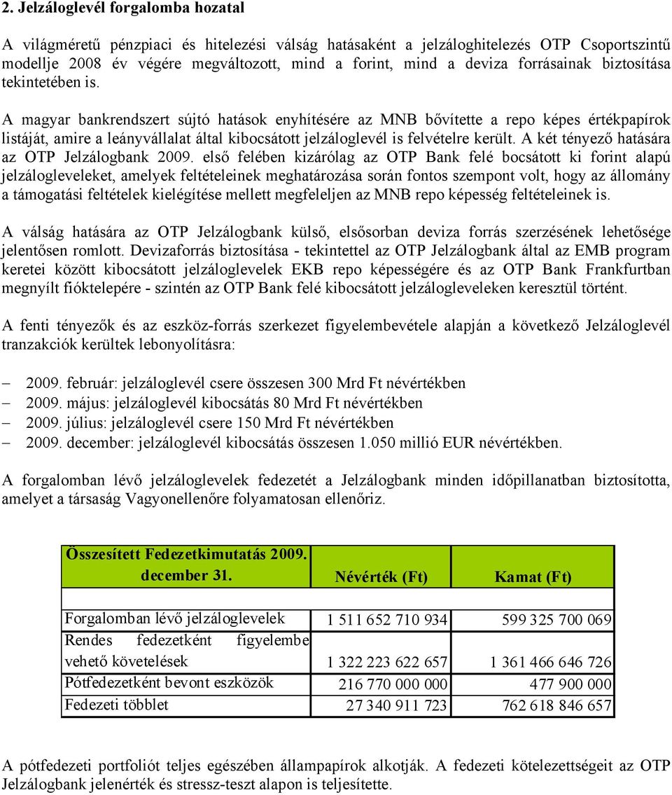 A magyar bankrendszert sújtó hatások enyhítésére az MNB bővítette a repo képes értékpapírok listáját, amire a leányvállalat által kibocsátott jelzáloglevél is felvételre került.