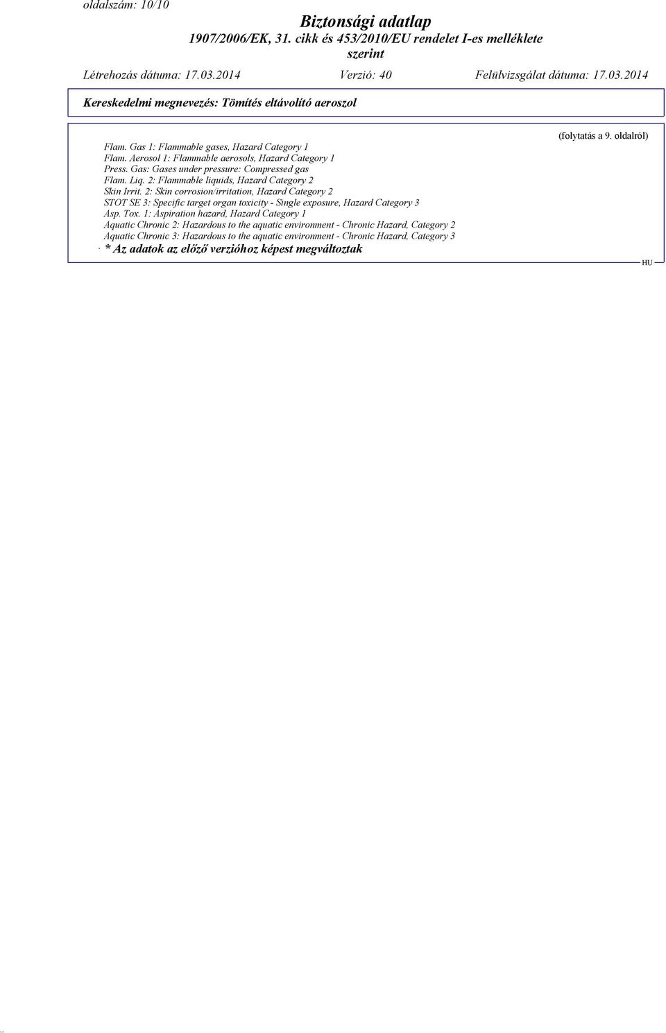 2: Skin corrosion/irritation, Hazard Category 2 STOT SE 3: Specific target organ toxicity - Single exposure, Hazard Category 3 Asp. Tox.