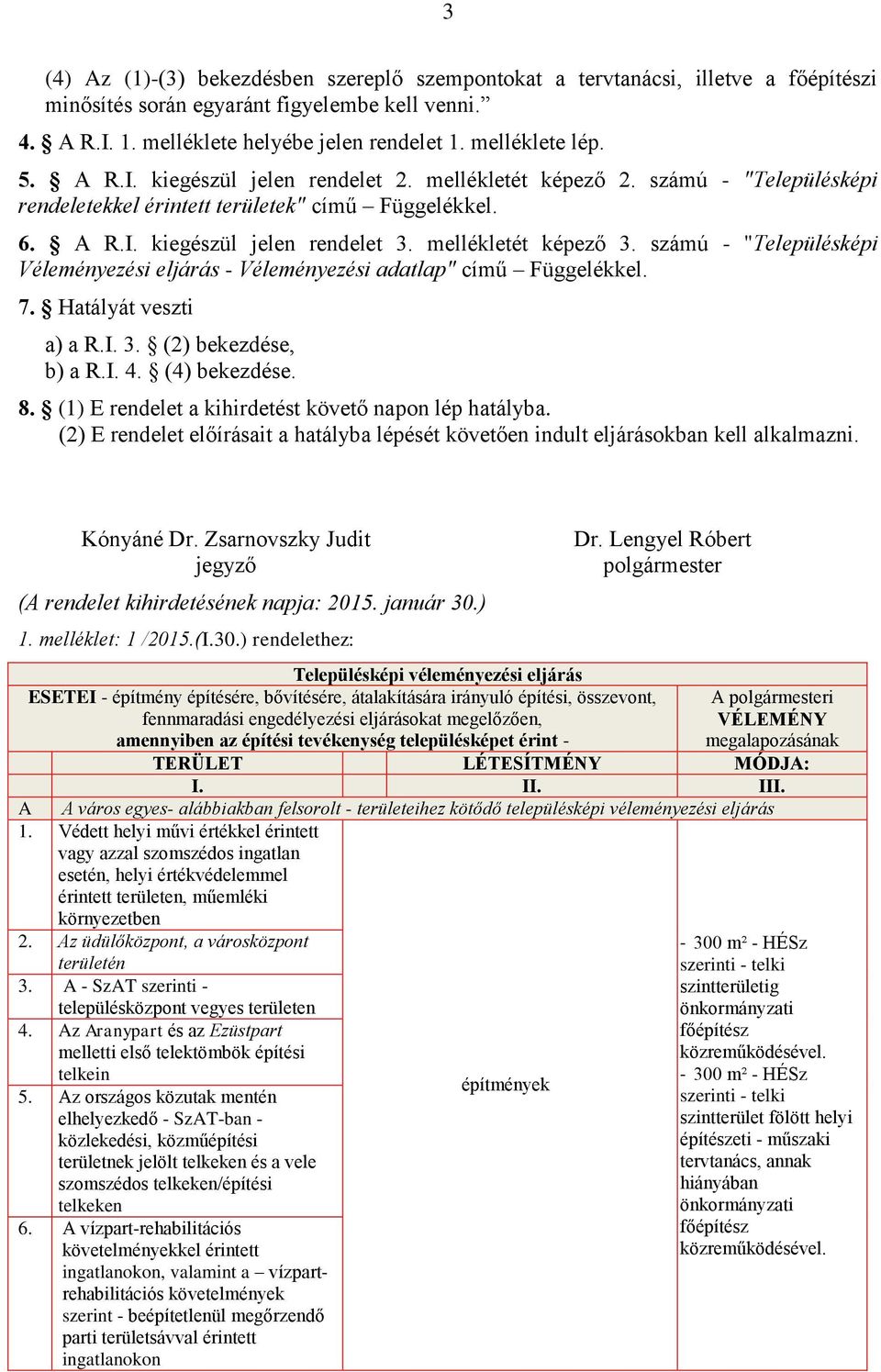 számú - "Településképi Véleményezési eljárás - Véleményezési adatlap" című Függelékkel. 7. Hatályát veszti a) a R.I. 3. (2) bekezdése, b) a R.I. 4. (4) bekezdése. 8.