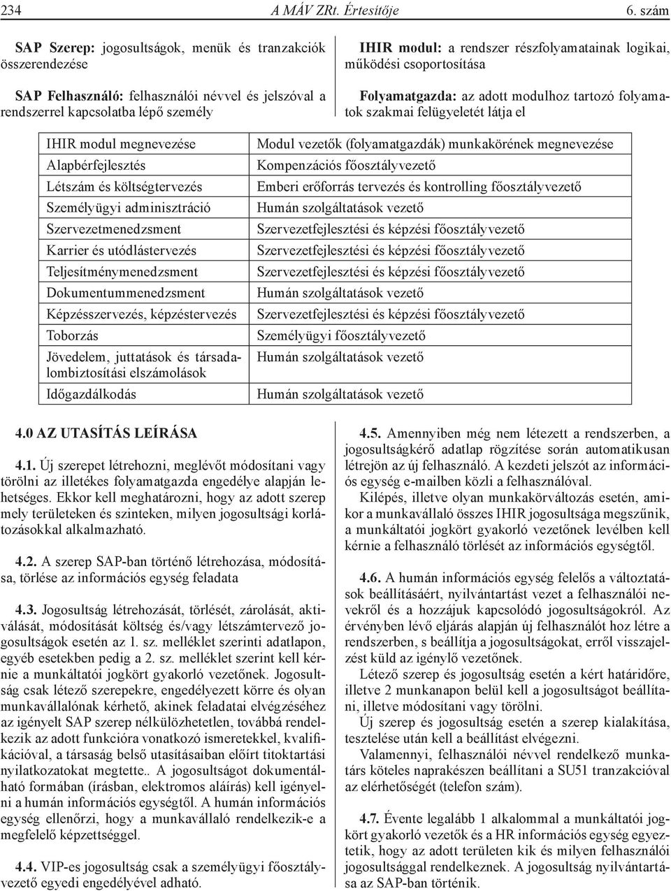 logikai, működési csoportosítása Folyamatgazda: az adott modulhoz tartozó folyamatok szakmai felügyeletét látja el IHIR modul megnevezése Alapbérfejlesztés Létszám és költségtervezés Személyügyi