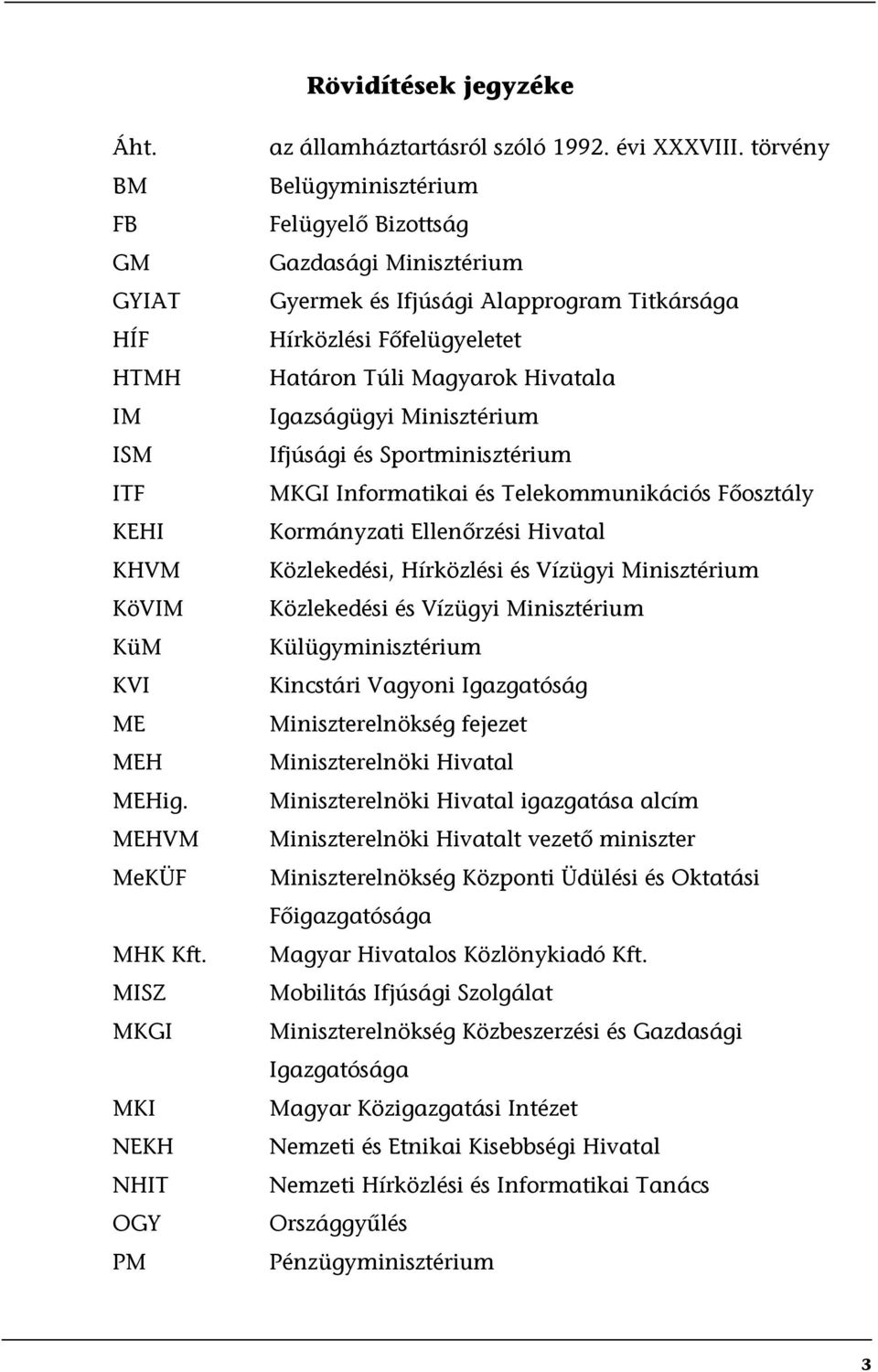 Ifjúsági és Sportminisztérium MKGI Informatikai és Telekommunikációs Főosztály Kormányzati Ellenőrzési Hivatal Közlekedési, Hírközlési és Vízügyi Minisztérium Közlekedési és Vízügyi Minisztérium