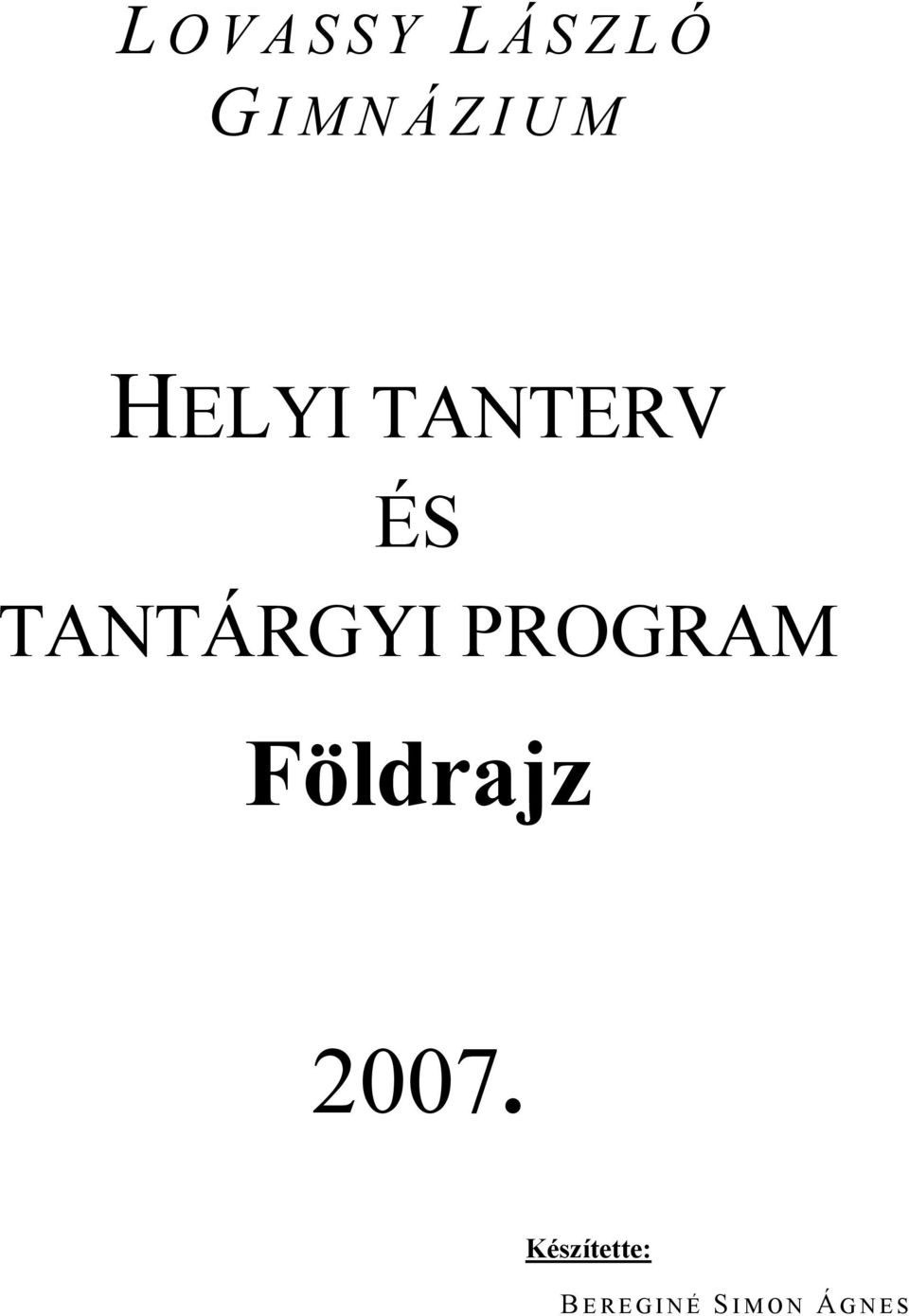 PROGRAM Földrajz 2007.