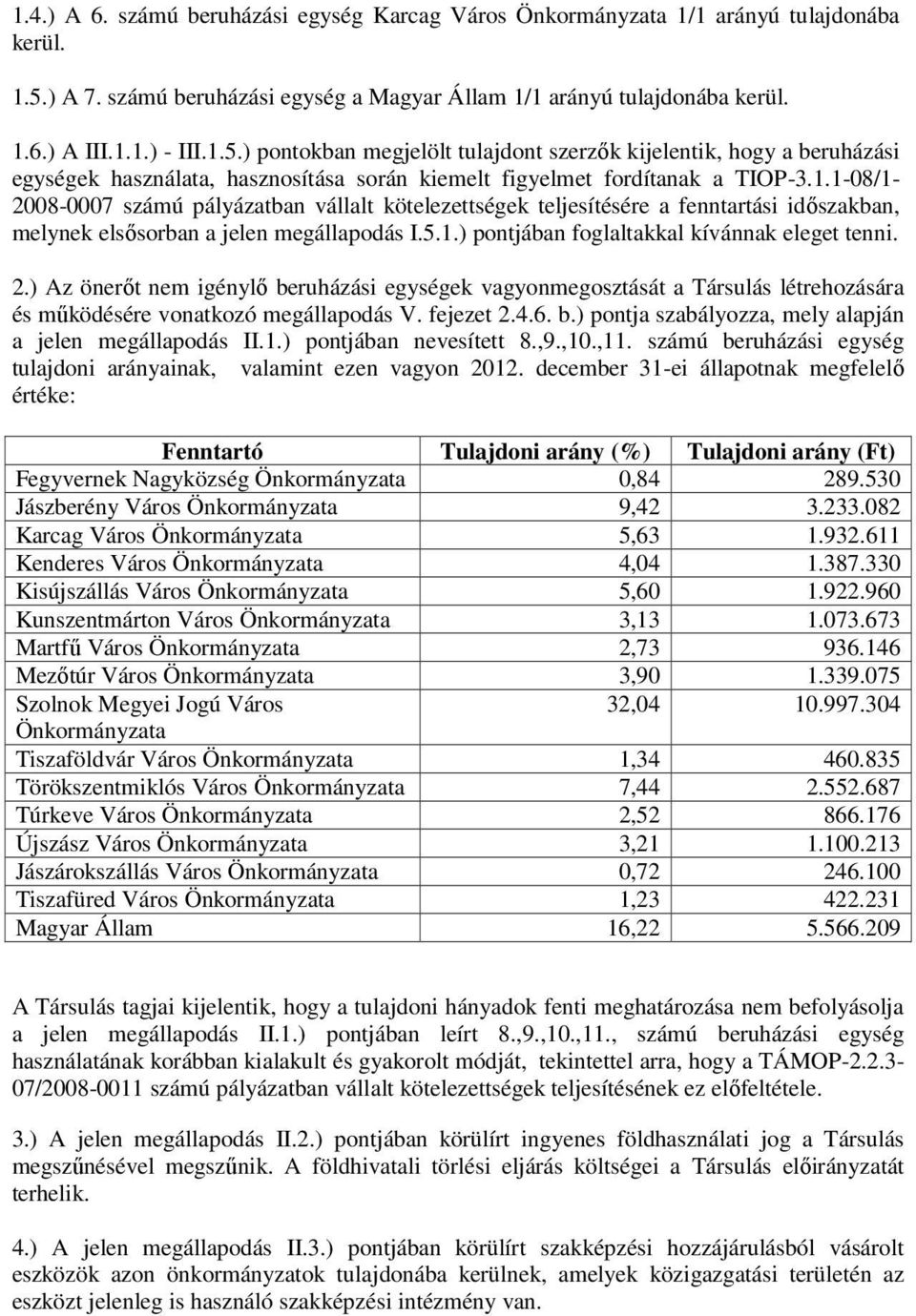 ) pontokban megjelölt tulajdont szerzők kijelentik, hogy a beruházási egységek használata, hasznosítása során kiemelt figyelmet fordítanak a -3.1.