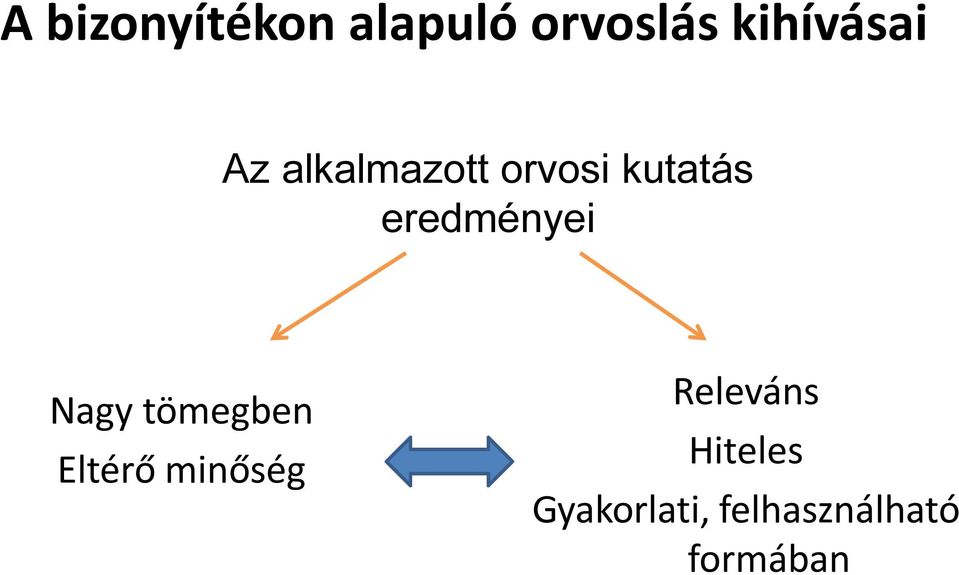 eredményei Nagy tömegben Eltérő minőség