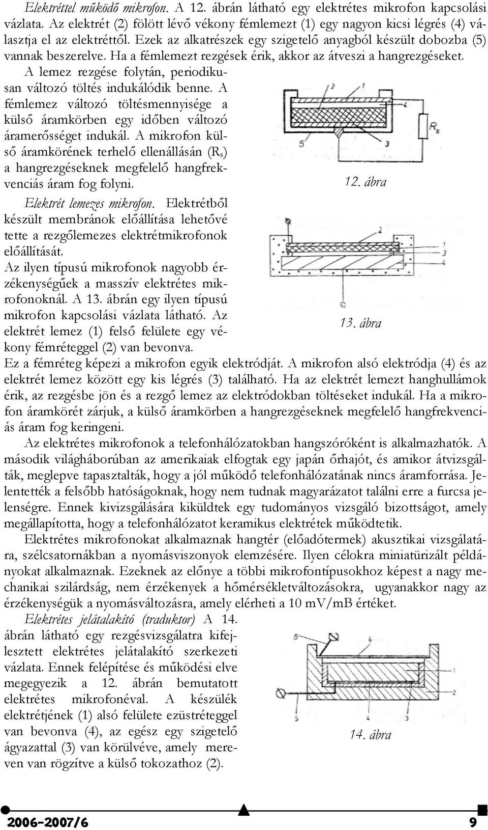 A lemez rezgése folytán, periodikusan változó töltés indukálódik benne. A fémlemez változó töltésmennyisége a küls# áramkörben egy id#ben változó áramer#sséget indukál.