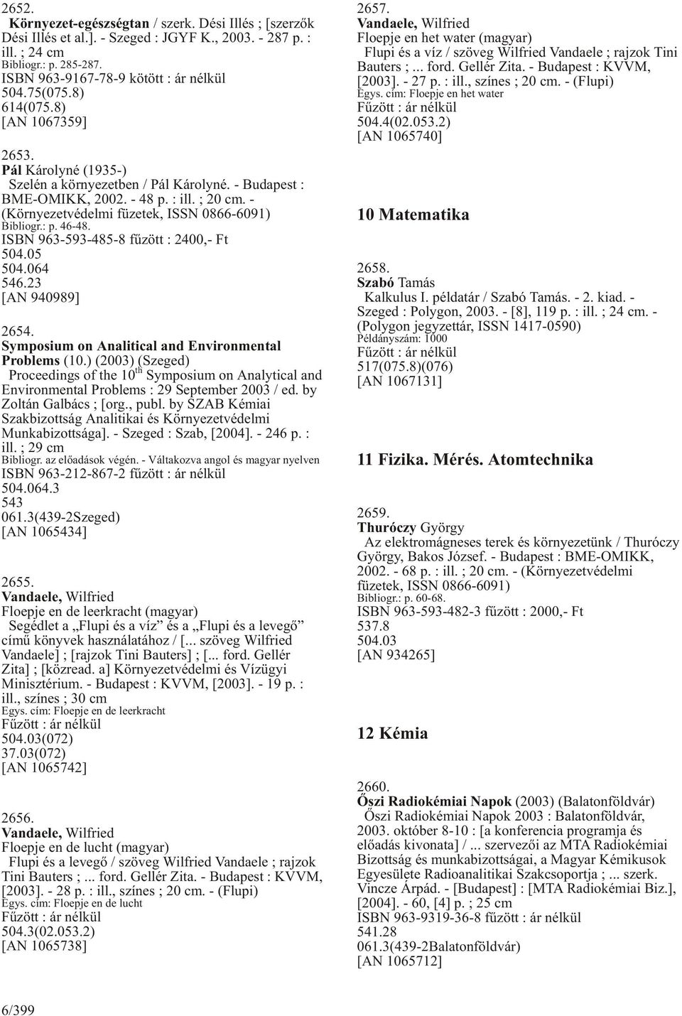 - (Környezetvédelmi füzetek, ISSN 0866-6091) Bibliogr.: p. 46-48. ISBN 963-593-485-8 fûzött : 2400,- Ft 504.05 504.064 546.23 [AN 940989] 2654. Symposium on Analitical and Environmental Problems (10.