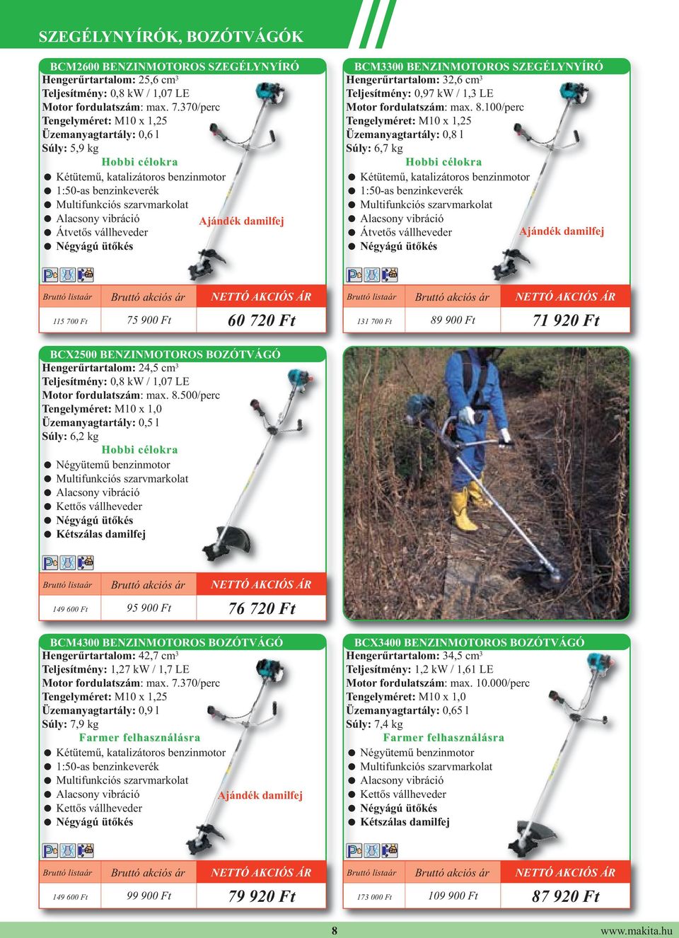 100/perc Üzemanyagtartály: 0,8 l Súly: 6,7 kg = Átvetős vállheveder 115 700 Ft 75 900 Ft 60 720 Ft 131 700 Ft 89 900 Ft 71 920 Ft BCX2500 BENZINMOTOROS BOZÓTVÁGÓ Hengerűrtartalom: 24,5 cm 3