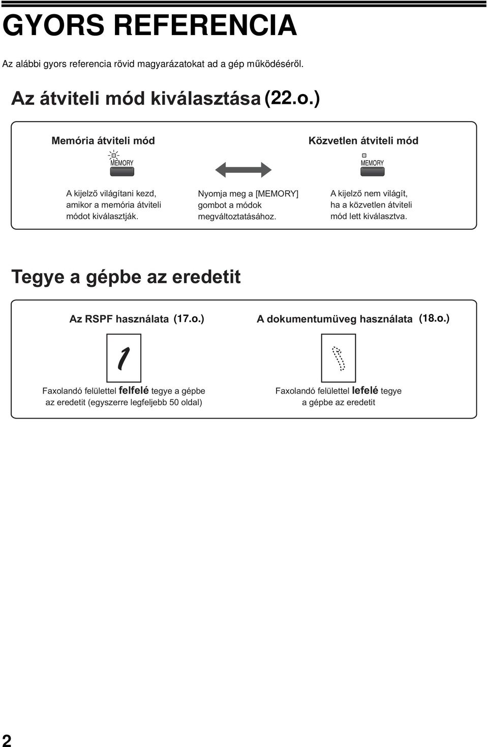 at ad a gép működéséről. Az átviteli mód kiválasztása (.o.