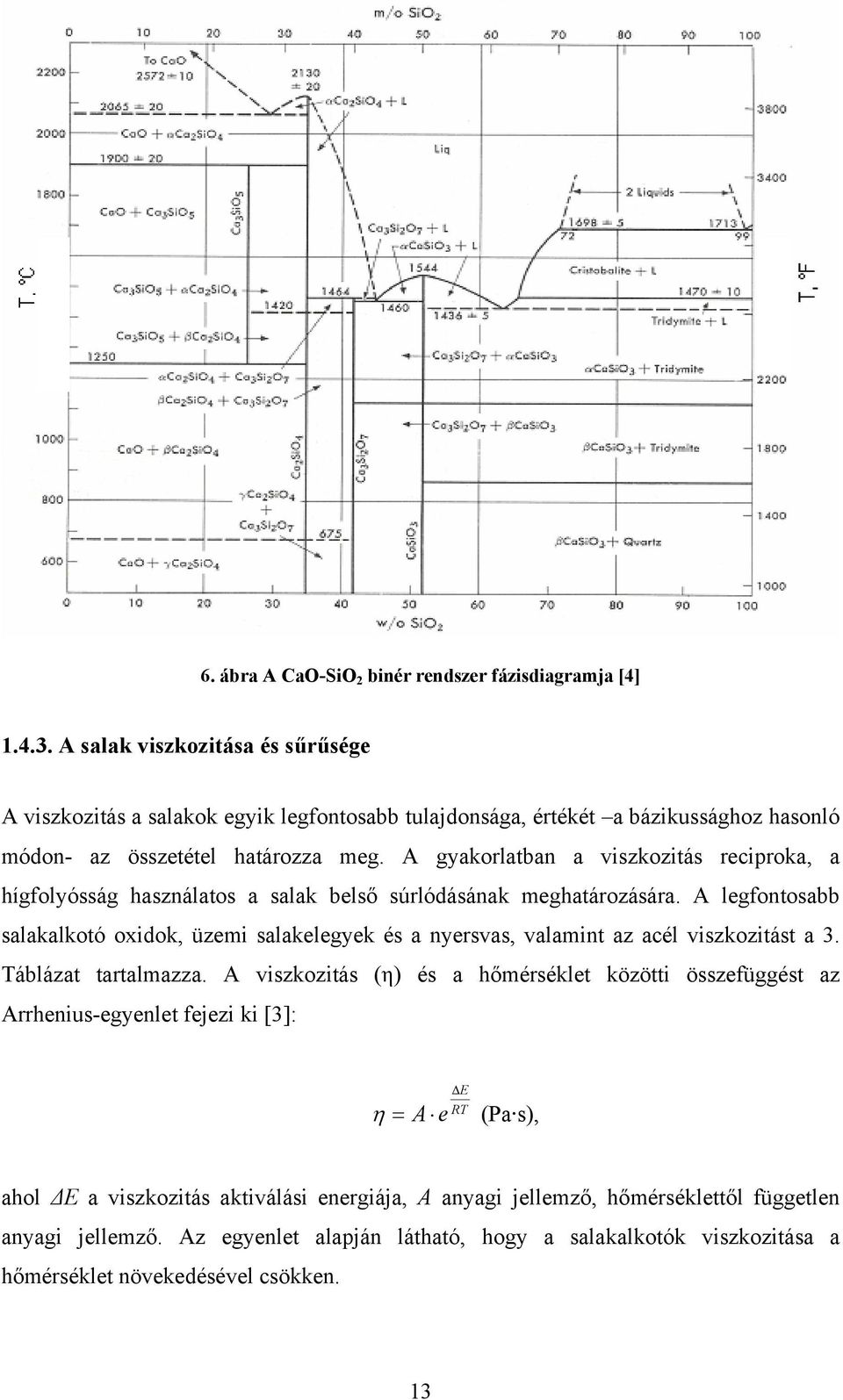 A gyakorlatban a viszkozitás reciproka, a hígfolyósság használatos a salak belső súrlódásának meghatározására.