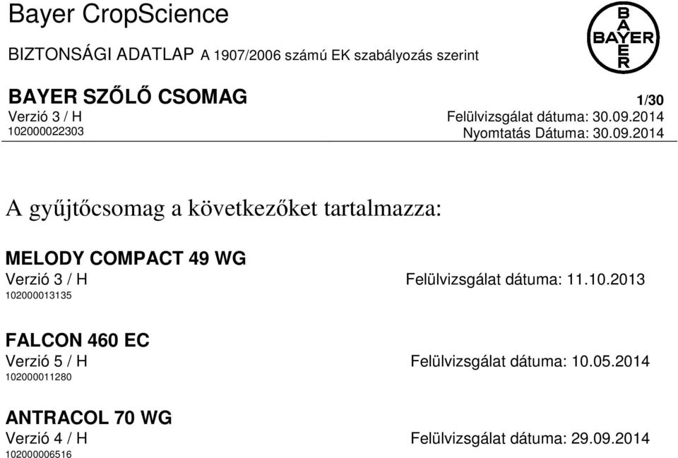 2014 102000022303 Nyomtatás Dátuma: 30.09.