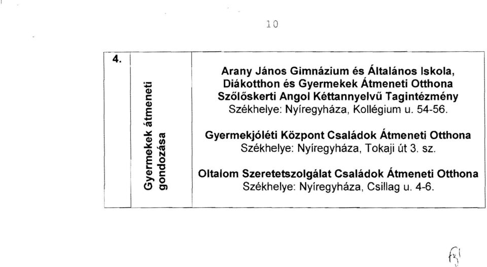 Kéttannyelvű Tagintézmény Székhelye: Nyíregyháza, Kollégium u. 54-56.