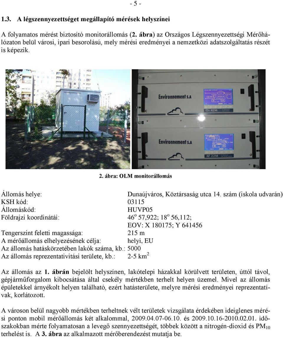 ábra: OLM monitorállomás Állomás helye: Dunaújváros, Köztársaság utca 14.