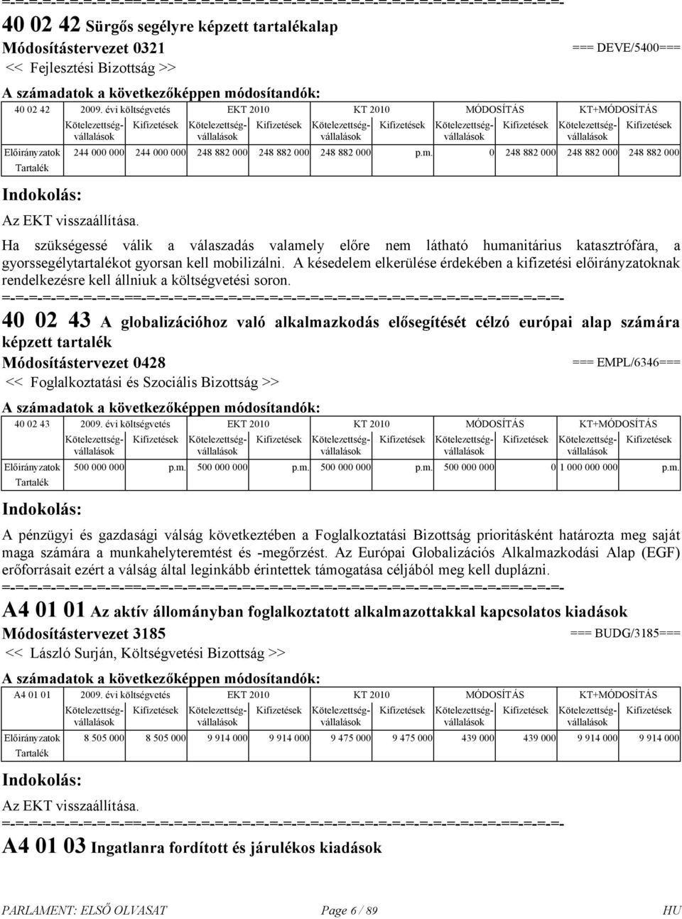 Ha szükségessé válik a válaszadás valamely előre nem látható humanitárius katasztrófára, a gyorssegélytartalékot gyorsan kell mobilizálni.