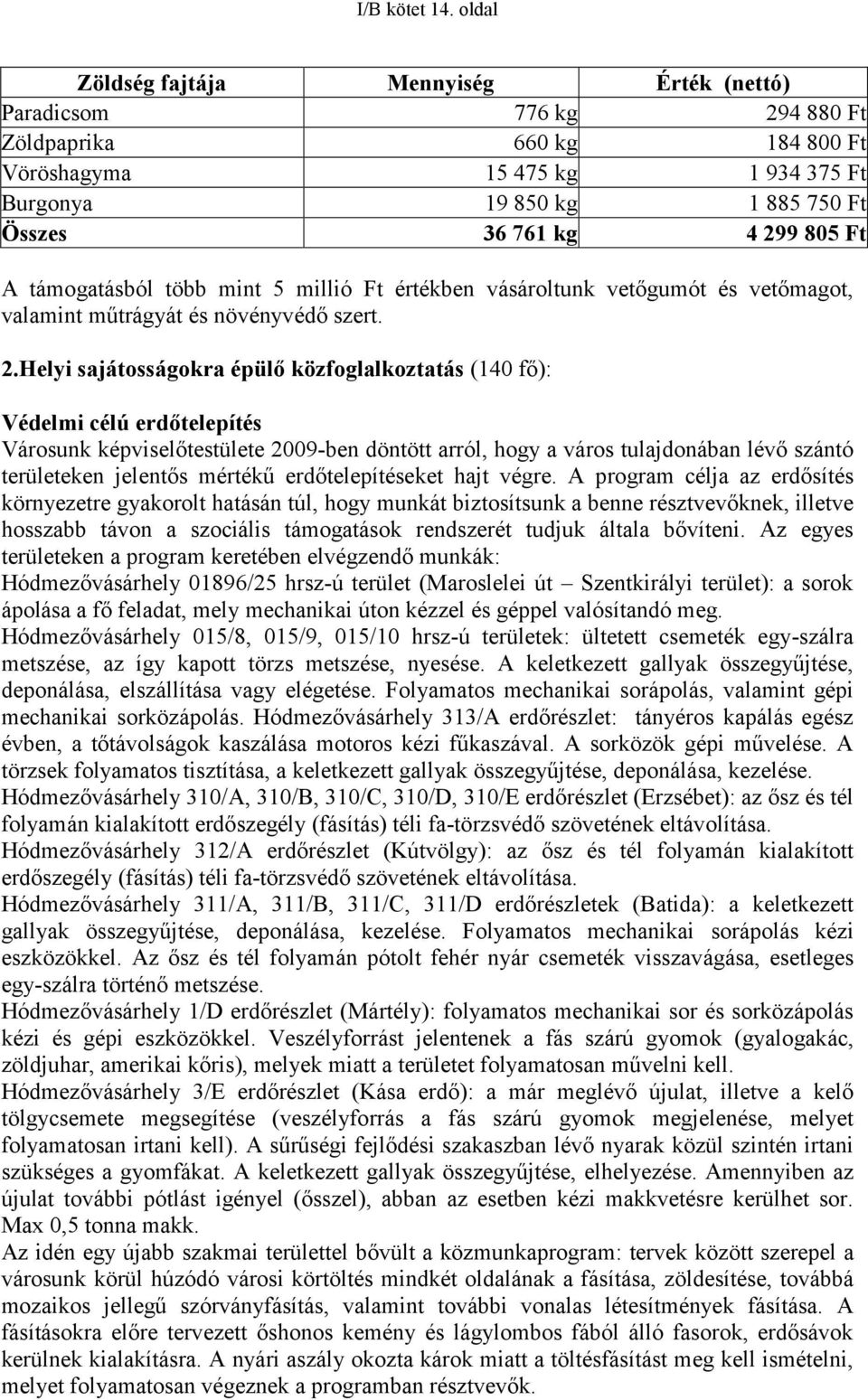 Ft A támogatásból több mint 5 millió Ft értékben vásároltunk vetőgumót és vetőmagot, valamint műtrágyát és növényvédő szert. 2.