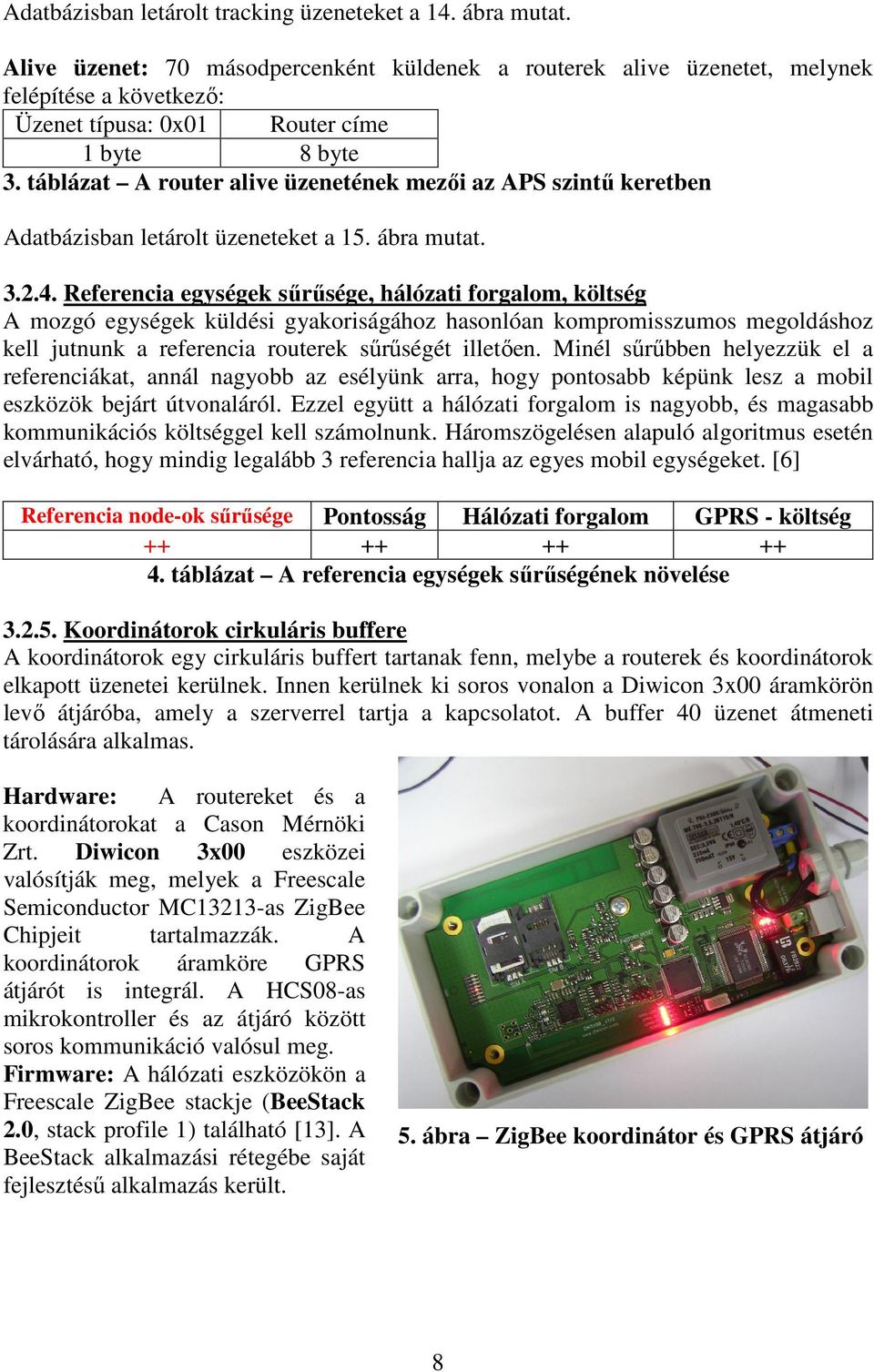 táblázat A router alive üzenetének mezői az APS szintű keretben Adatbázisban letárolt üzeneteket a 15. ábra mutat. 3.2.4.