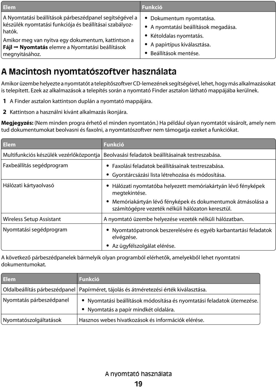 Kétoldalas nyomtatás. A papírtípus kiválasztása. Beállítások mentése.