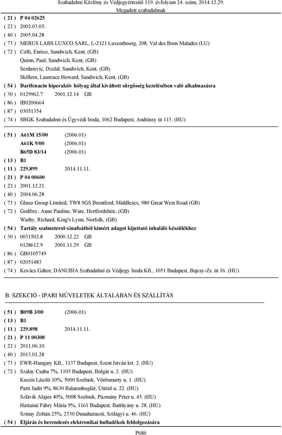 28 ( 73 ) MERUS LABS LUXCO SARL, L-2121 Luxembourg, 208, Val des Bons Malades (LU) ( 72 ) Colli, Enrico, Sandwich, Kent, (GB) Quinn, Paul, Sandwich, Kent, (GB) Serdarevic, Dzelal, Sandwich, Kent,