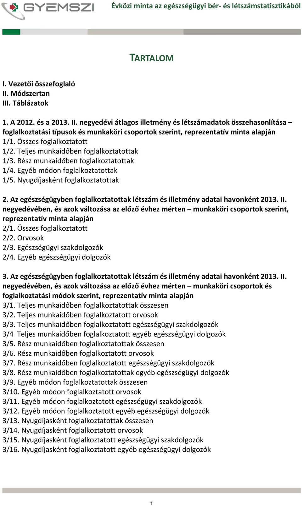 Összes foglalkoztatott 1/2. Teljes munkaidőben foglalkoztatottak 1/3. Rész munkaidőben foglalkoztatottak 1/4. módon foglalkoztatottak 1/5. Nyugasként foglalkoztatottak 2.