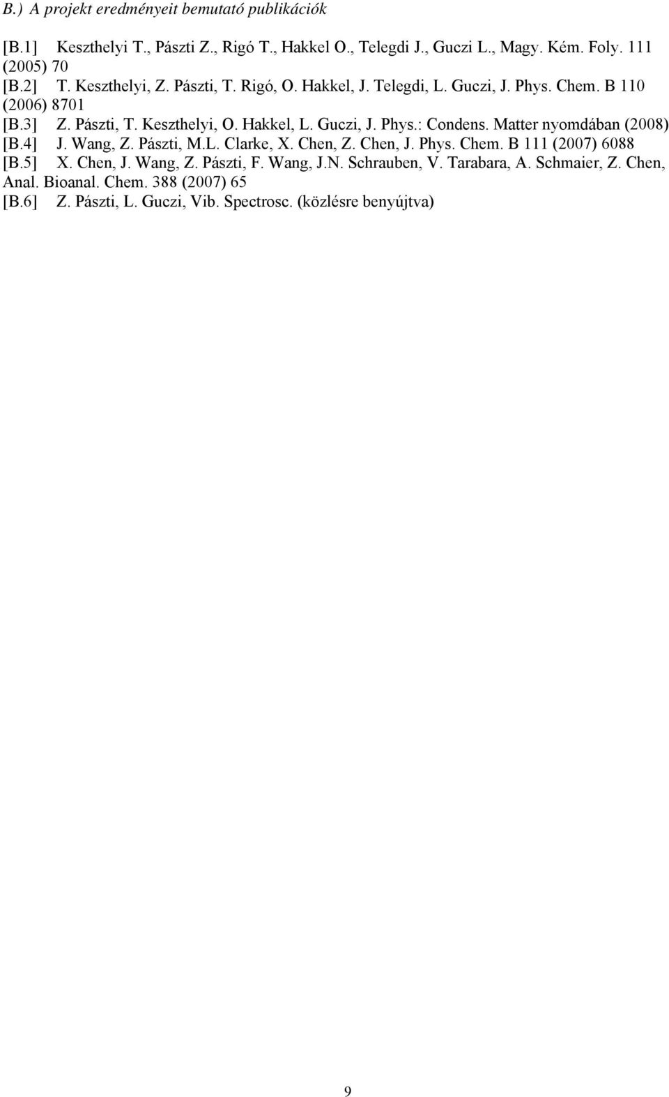 Matter nyomdában (2008) [B.4] J. Wang, Z. Pászti, M.L. Clarke, X. Chen, Z. Chen, J. Phys. Chem. B 111 (2007) 6088 [B.5] X. Chen, J. Wang, Z. Pászti, F. Wang, J.